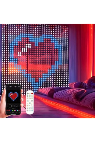 Akıllı Led Perde Işığı Led Animasyonlu Renkli Yazı Led Mobil Kontrol Rgb Perde Led Dekoratif Işık Çok Renkli