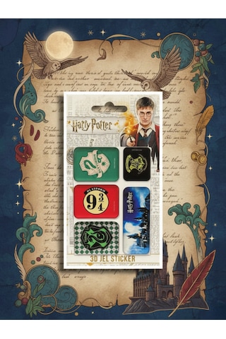 Harry Potter Kabartmalı Jel Damla Sticker 5li Set Hogwarts Çok Renkli