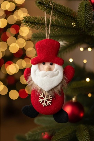 Yılbaşı Ağaç Süsleri Koleksiyonu- Kırmızı Beyaz Sakallı Noel Baba Süsü