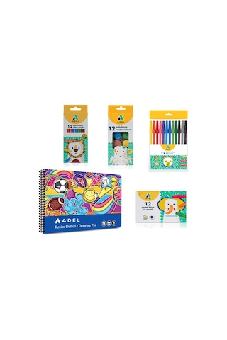 Adel 4’lü Boyama Seti+Resim Defteri 25x35