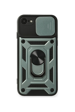 Apple iPhone Uyumlu- 7 Kılıf Pars Lens Yüzüklü Silikon - Yeşil