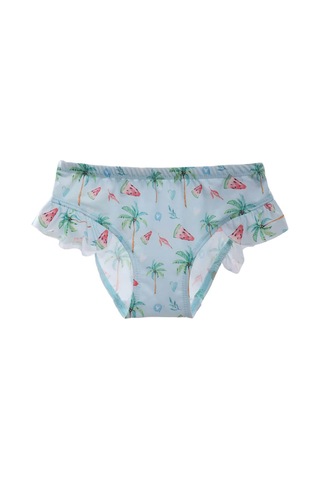 Markapia Kız Çocuk Karpuz Palmiye Desenli Havuz Plaj Bikini Takımı Mavi