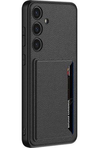 Samsung Galaxy S24 Uyumlu Kılıf Suni Deri Sürgülü Kamera Korumalı Standlı Kartlık Bölmeli Deri Kapak