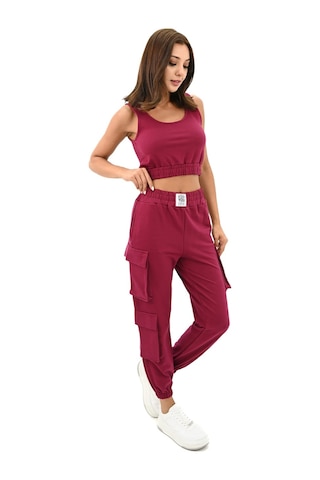 Koza Butik Kadın Askılı Crop Bluz Detaylı Eşofman Takımı 3715-23 001