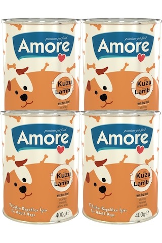 Amore Kuzu Parça Etli Yetişkin Köpek Konserve Maması 4 x 400 G