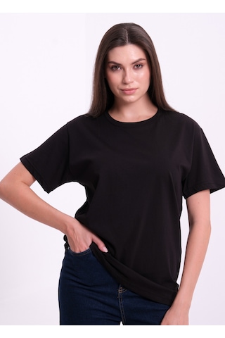 Cottonlab Siyah Kadın %100 Premium Pamuklu Yumuşak Dokulu Terletmez Bisiklet Yaka Tişört Beyaz