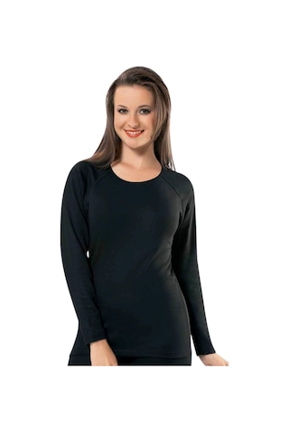 2007 Kadın Termal Içlik Uzun Kol Atlet Termal Fanila Siyah