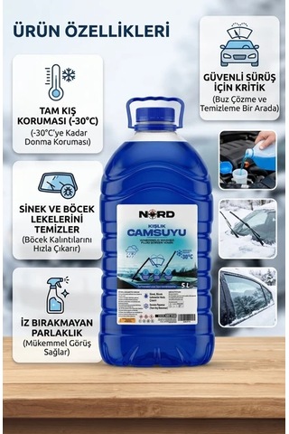Nord Kışlık Antifrizli Cam Suyu 5 L -30 C Yağmur Kaydırıcı