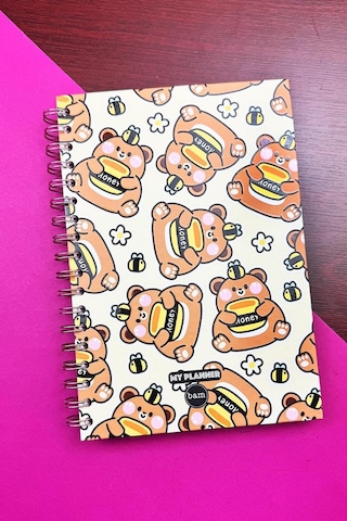 Honey Tasarımlı Spiralli Sticker'lı Tarihsiz Konuşan Ajanda Haftalık Planlayıcı renkli