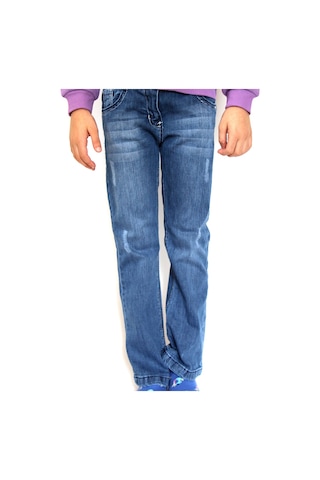 Milenawear By Milena Likralı Yıpratma Ispanyol Paça Jeans Mavi