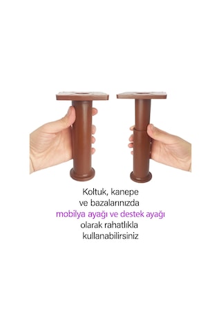 2 Adet Modül Ayarlanabilir Destek Ayağı 15 X 23 Cm Kahverengi Ayak Mobilya Kanepe Baza Koltuk Ünite Ayakları