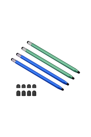 Moveevo 4'lü Metal Ve Silikon Uçlu Dokunmatik Kalem - Telefon Ve Tablet İçin Çift Taraflı Hassas Kontrol - 2 Mavi 2 Yeşil