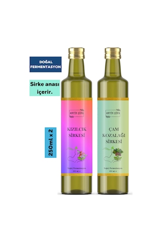 Çam Sirkesi Ve Kızılcık Sirkesi 250 Ml + 250 Ml - Doğal Fermente Çam Ve Kızılcık
