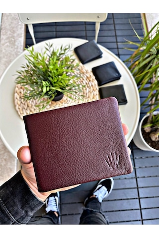 Insıde Zıpper Bordo Hakiki Deri Cüzdan