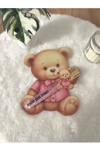 Pamuğum Atelier (25 Adet) Pembe Ayıcık Kartlı 10 Ml Sprey Pembe Kolonya Doğum, Doğum Günü Hediyeliği