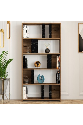 Variant Lima Çalışma Masası Ve Kitaplık Takımı - Ceviz / Siyah Me Ceviz