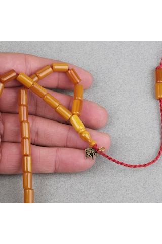 Omari Sıkma Kehribar Yumuşak Kesme Kesim Oturtma İmameli Sistemli 6x10.5mm Tesbih