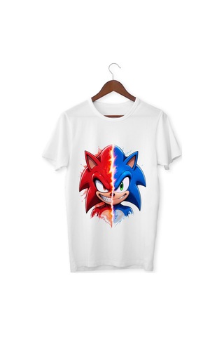 Sonic Çocuk Tişört Knuckles Ve Kirpi Sonic Unisex Yetişkin Tişört Sonic Tişört Beyaz