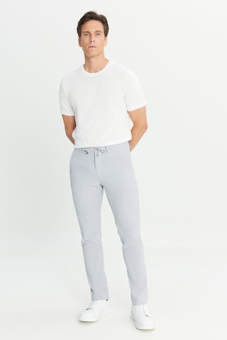 AC&Co / Altınyıldız Classics Erkek Koyu Grı Slim Fit Dar Kesim Beli Bağlamalı Çizgili Yan Cepli Casual Jogger Pantolon Koyu Gri