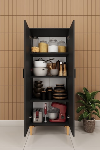 Modern 2 Kapaklı Çok Amaçlı Mutfak Banyo Dolabı %100 Mdf Erzak Kiler Dolabı Fd02 Antrasit