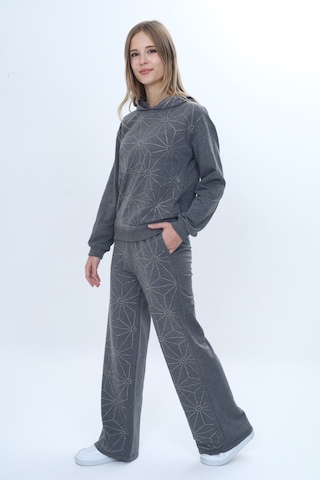 Toontoy Kids Toontoy Kız Çocuk 2'li Takım Taş İşlemeli Kapüşonlu Sweatshirt & Beli Lastikli Bol Paça Cepli Eşofman Altı - 2 İplik Bordo