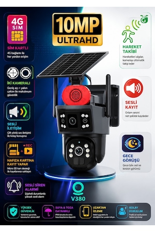 4g-solar Panelli Full Hd 2 Kameralı Güvenlik Kamerası