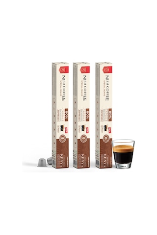 Nish Coffee Single Orijin Kapsül Kahve Kenya Nespresso Uyumlu 3lü Set 30 Kapsül Kapsül Kahve
