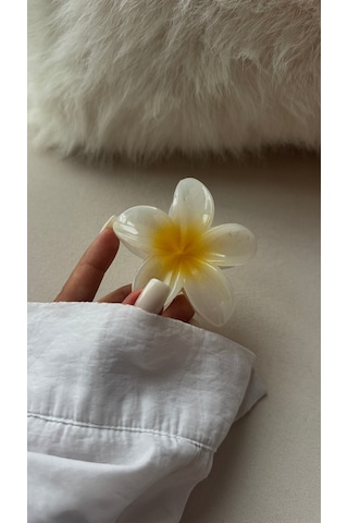 Lotus Mandal Toka Mandal Saç Tokası Kadın Saç Tokası - Aksesuarı Beyaz - Sarı