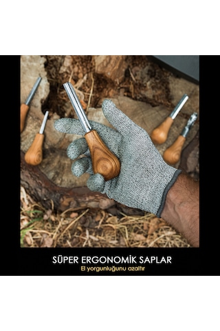 Beavercraft Sc05 6 Parça Avuç İçi Iskarpela Seti Ahşap Oyma Bıçak Keski Takımı