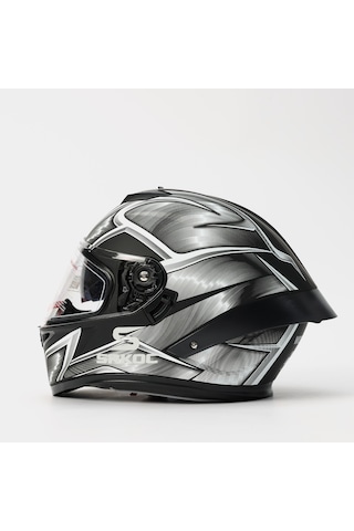 Srkoc Motorsiklet Kaskı Metal Gri