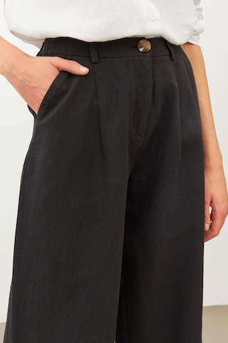 Stella Pulvis Siyah Keten Yüksek Bel Wide Leg Pantolon Siyah