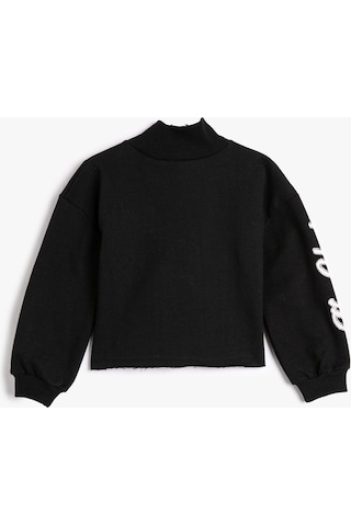 Koton Oversize Balıkçı Yaka Sweatshirt New York Baskılı Şardonlu Siyah 4wkg10459ak 4WKG10459AK999 Siyah