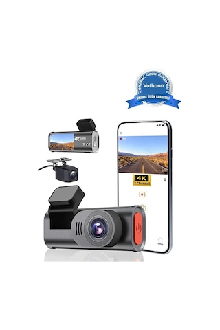 4k Wifi Çift Kameralı Araç Kamerası Gece Görüşlü G-sensörlü Dash Cam 170 Derece