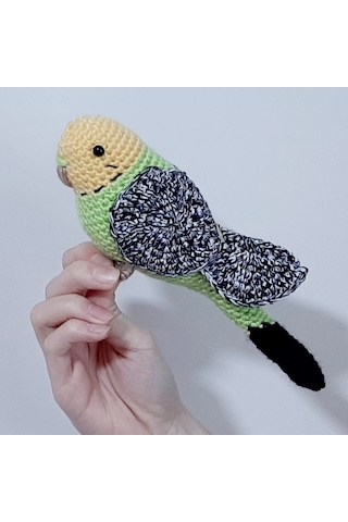 Amigurumi Kuş Muhabbet Kuşu Elma Yeşili Kırçıllı Kanat