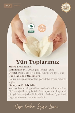 Adel Home Kurutma Topları, Çamaşır Kurutma Topları 6'lı Paket
