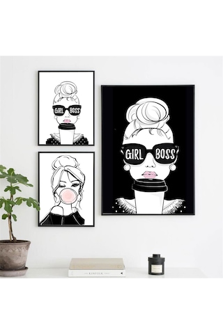 Patron Kız 3 Lü Duvar Posteri - Çerçevesiz - 45x30