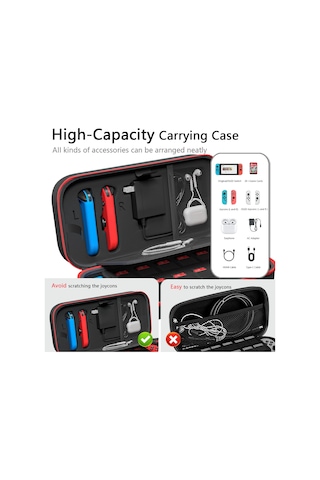 Carrying Case Compatible With Nintendo Switch/oled - Fit For Joycon And Ac Adapter, Portable Hard Shell Pouch Carrying T