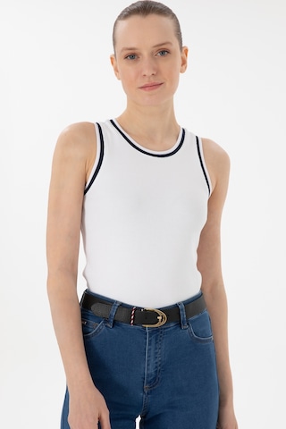 U.S. Polo Assn. Kadın Beyaz Kolsuz Bisiklet Yaka Tişört 50305857-VR013