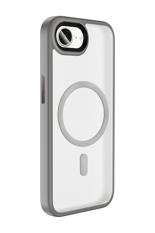 İphone 16e Uyumlu Kılıf Mat Arka Yüzey Wireless Şarj Özellikli Zore Flet Magsafe Kapak - Titanyum-gr Gri