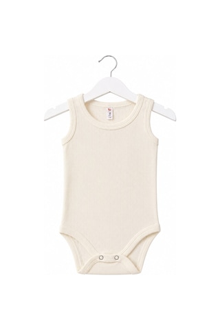 H&c Coolboy H&c 5'li %100 Pamuk Desenli Jakarlı Kolsuz Bebek Body Zıbın 2 Krem - 3 Baklava Desenli