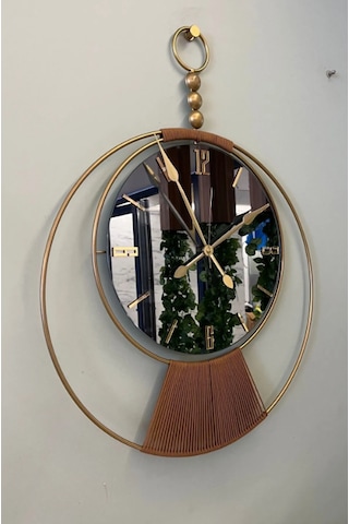 MetaQuartz Aksesuar Aynalı Sayra Saat , Modern Dekoratif Ledli Pilli Duvar Saati Gold