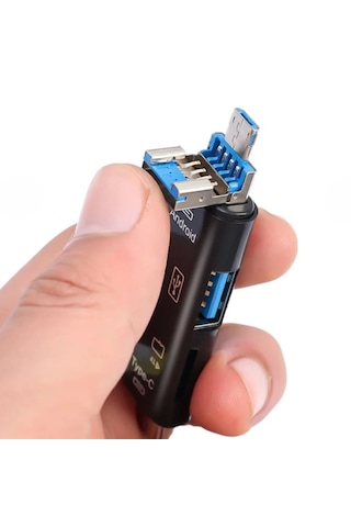5 İn 1 Çok Fonksiyonlu Usb 2.0 Micro Sd Kart Okuyucu - Usb/micro Usb/type-c Çıkışlı, Otg Çevirici Standart