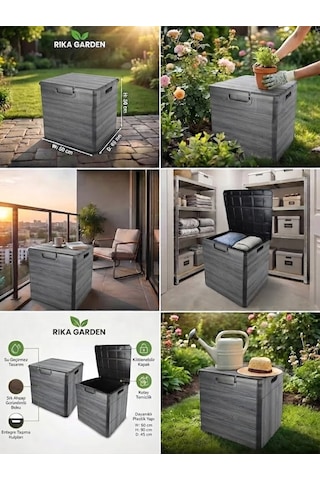 Rika Garden Ahşap Görünümlü Bahçe Depolama Sandığı Gri