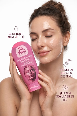 Soyulabilen Kolajen Şeffaf Gece Maskesi 100 Ml Nemlendirici & Aydınlatıcı Yüz Maskesi