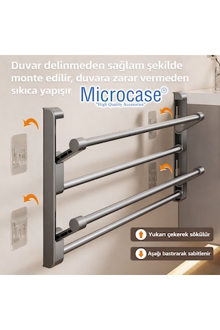 Microcase 2 Bölmeli Metal Duvara Monte Katlanabilir Terlik Ayakkabı Standı 30 Cm 1 Adet Al5464 Gri