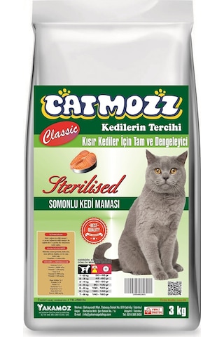 Catmozz Kısırlaştırılmış Somonlu Yetişkin Kedi Maması 3 KG