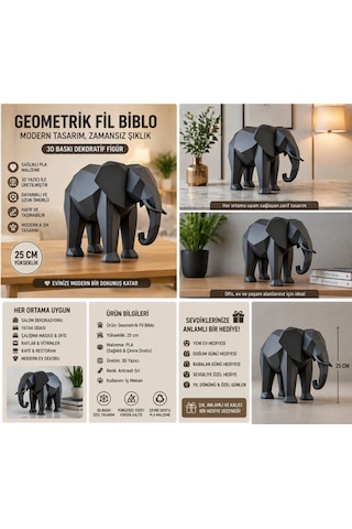 Modern Geometrik Fil Biblo 3d Baskı Pla Dekoratif Heykel 25 Cm Minimalist Ev & Ofis Dekoru 25cm Modern Geometrik Fil Biblo 3d Baskı Pla Dekoratif Heykel 25 Cm Minimalist Ev & Ofis Dekoru 25cm