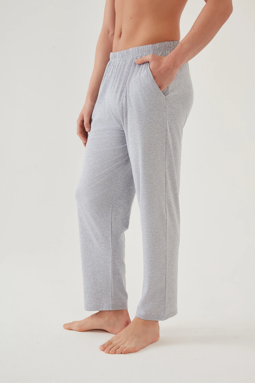 Koza İç Giyim Erkek Pamuklu 2'li Tek Alt Pijama Ke10001 Gri Melanj