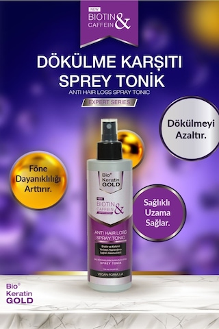 Bio Keratin Gold Biotin & Kafein Dökülme Karşıtı Saç Toniği Şampuan Saç Bakım Kremi Saç Detoxu 4'lü Set