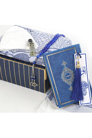 Mühürlü Kur'an-ı Kerim Çanta Boy 12x16 Cm & Erkek Esans & Erkek Tesbih 33'lü & Takke & Kitap Ayracı & Seccade
